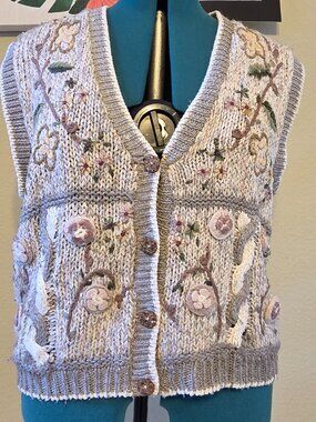 Vintage 1980s/1990s - Margules Embroidered Knit Vest